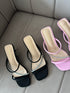 Women Rhinestone Embedded Straps Slid-On Heels
